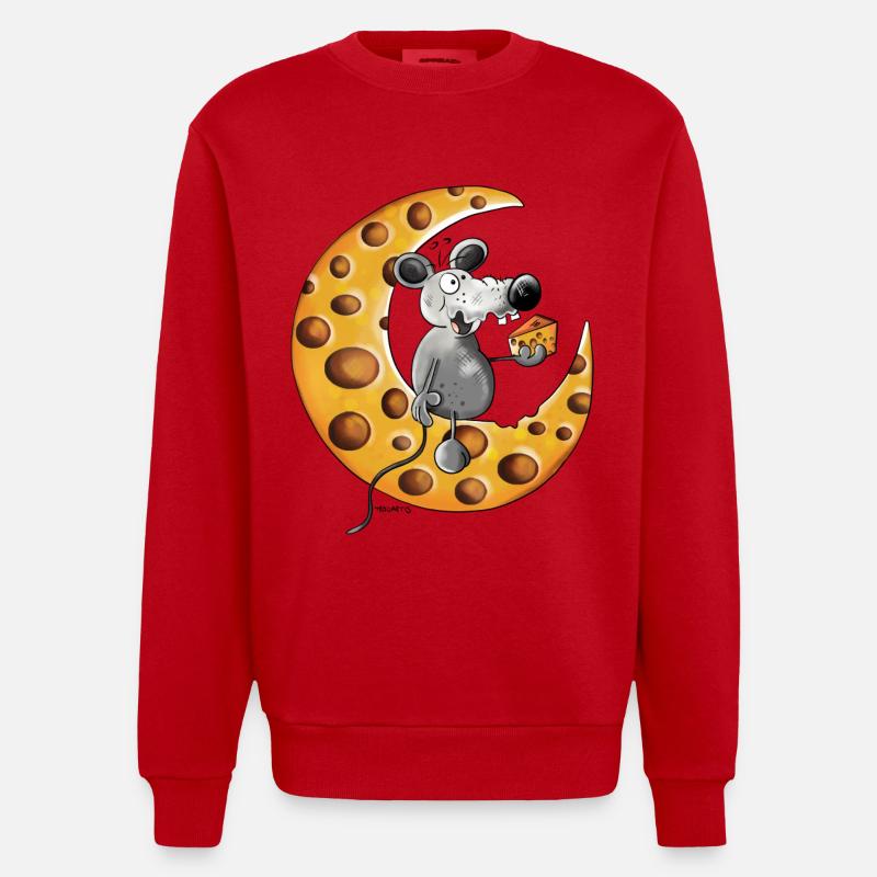 La souris Amour fromage - Sweat bio épais oversize fabriqué en UE - rouge