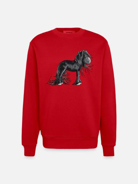 Sweet Friesian Horse - Heavyweight Oversized Organic Crew Neck Made in EU - red