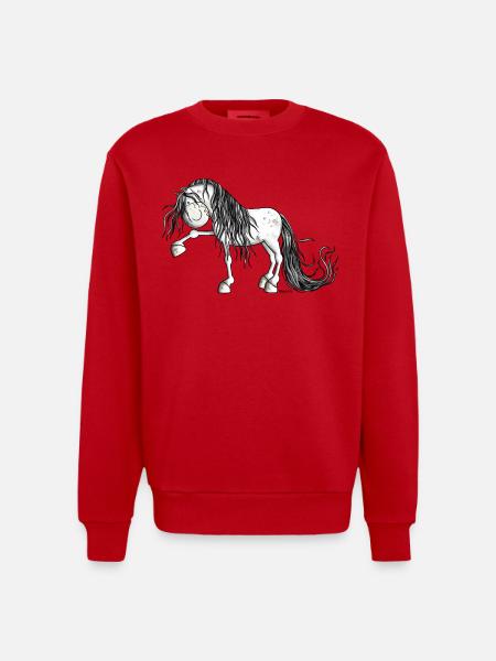 Andalusian Horse - Heavyweight Oversized Organic Crew Neck Made in EU - red