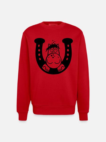 Cute Horse - Heavyweight Oversized Organic Crew Neck Made in EU - red