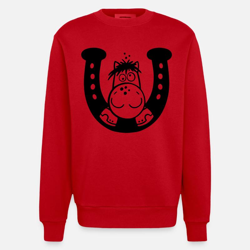 Pferd auf Hufeisen - Heavyweight Oversized Organic Crew Neck Made in EU - Rot