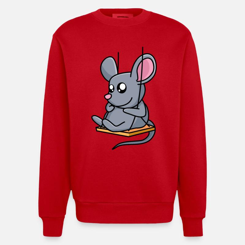 Mäuseschaukel - Heavyweight Oversized Organic Crew Neck Made in EU - Rot