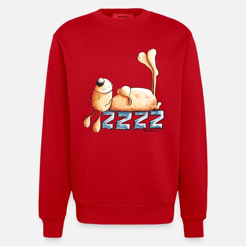 Sleeping Rabbit I Rabbit Rabbit - Heavyweight Oversized Organic Crew Neck Made in EU - red