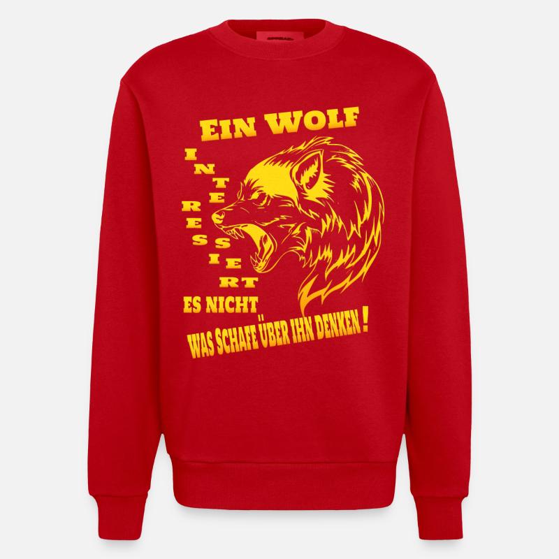 Wolf Rudel Alphatier - Heavyweight Oversized Organic Crew Neck Made in EU - Rot