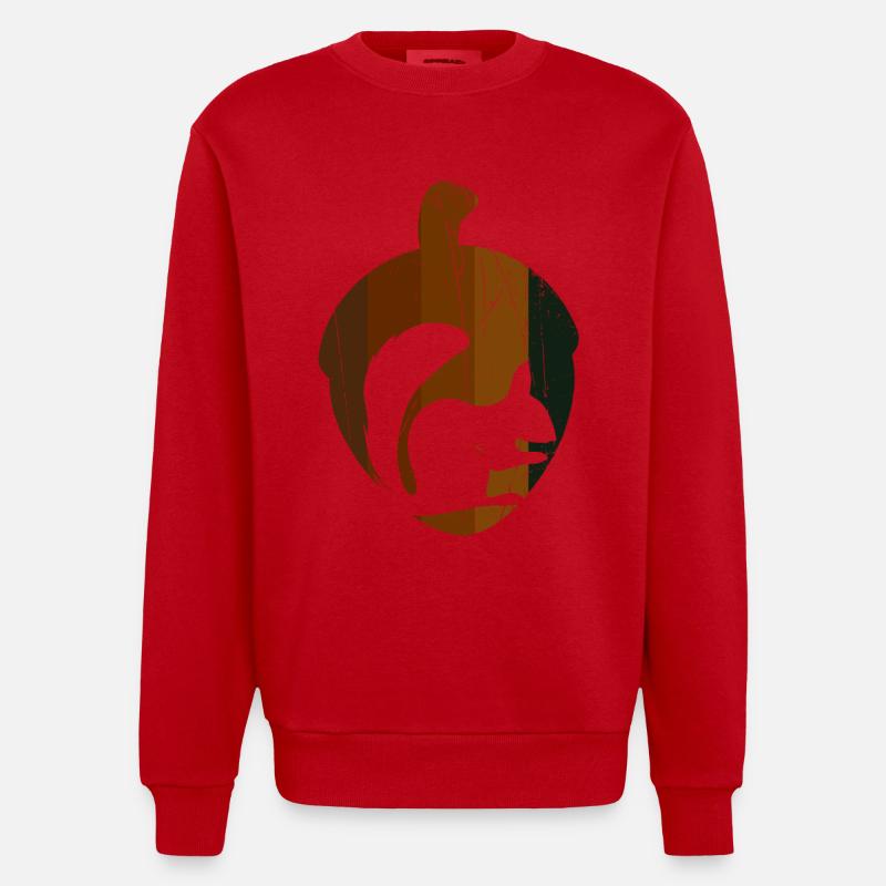 Haselnuss - Eichhörnchen - Heavyweight Oversized Organic Crew Neck Made in EU - Rot