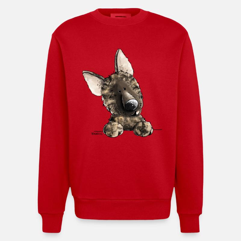 Lustiger Holländischer Schäferhund I Comic Hund - Heavyweight Oversized Organic Crew Neck Made in EU - Rot