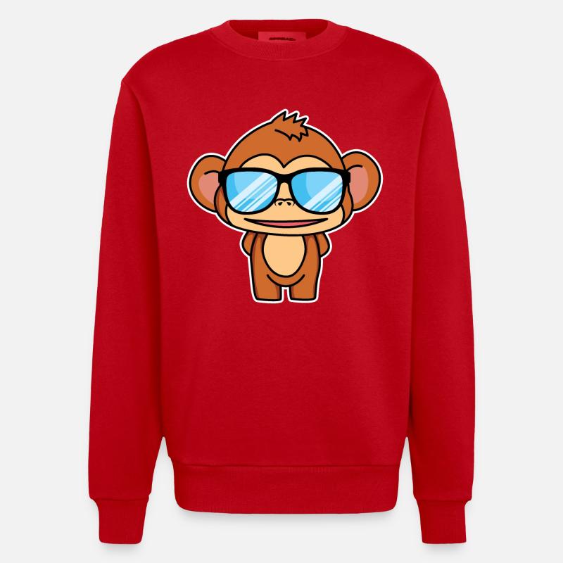 Cleveres Äffchen - Heavyweight Oversized Organic Crew Neck Made in EU - Rot