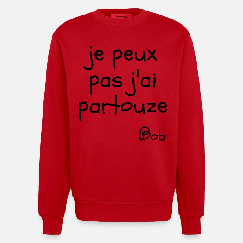 Je peux pas j'ai partouze - Sweat bio épais oversize fabriqué en UE - rouge