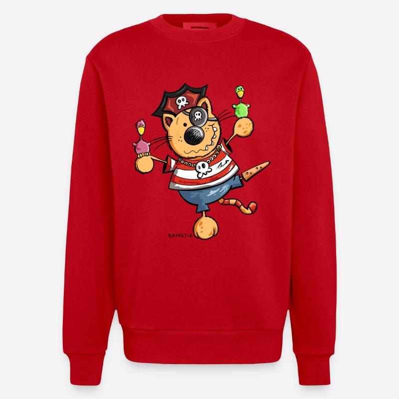 Mignon chat comique - Sweat bio épais oversize fabriqué en UE - rouge