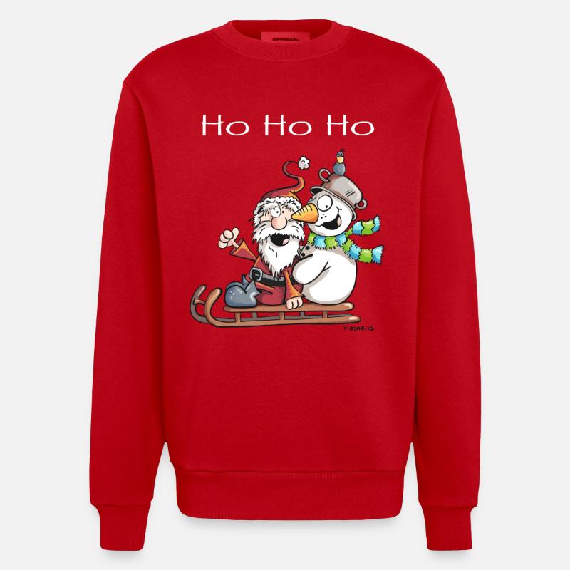 Weihnachtsmann und Schneemann - Comic - Heavyweight Oversized Organic Crew Neck Made in EU - Rot