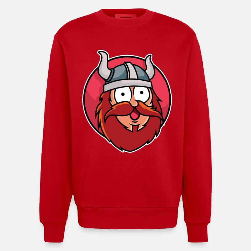 Lustiger Wikinger - Heavyweight Oversized Organic Crew Neck Made in EU - Rot