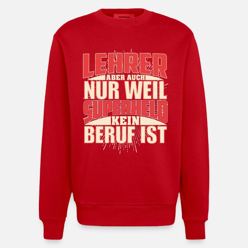 Lehrer Superheld - Heavyweight Oversized Organic Crew Neck Made in EU - Rot