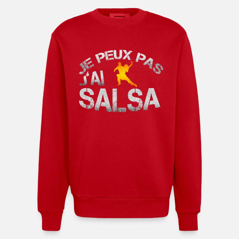 salsa - Heavyweight Oversized Organic Crew Neck Made in EU - Rot