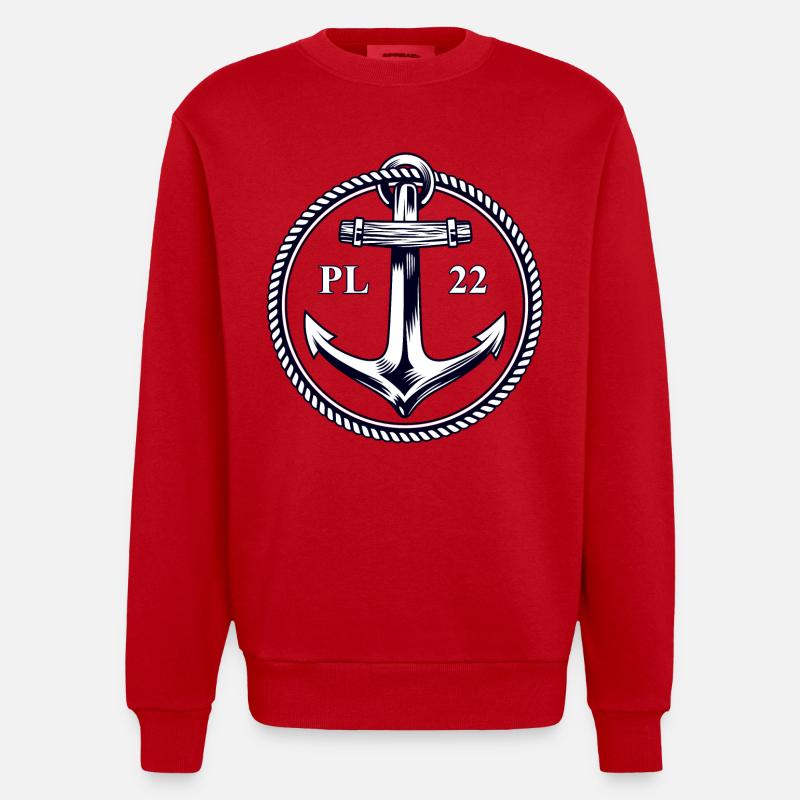 PL22 Ancre Marine - Sweat bio épais oversize fabriqué en UE - rouge