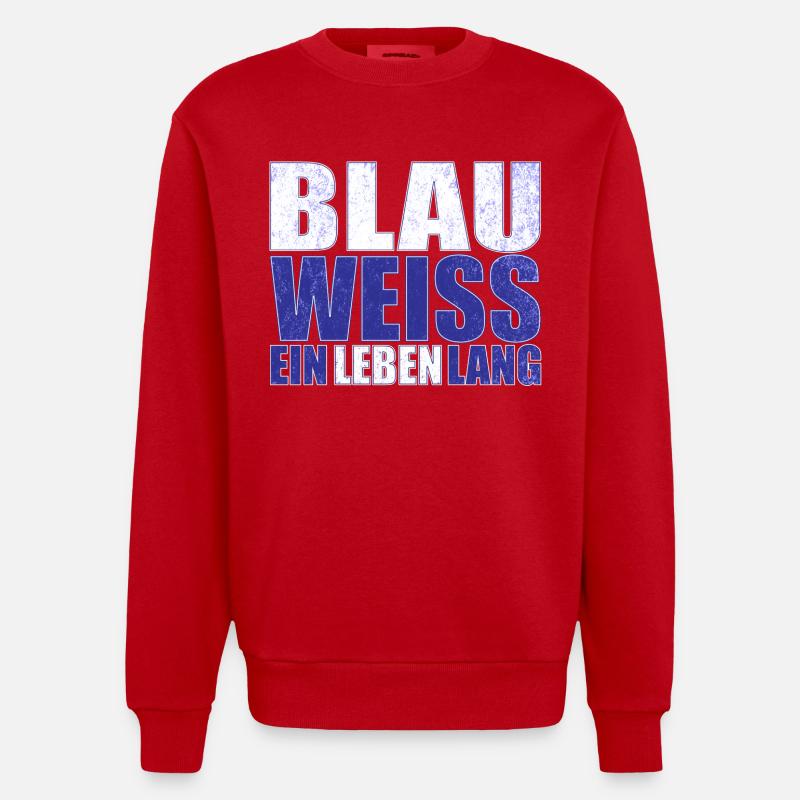 Blau Weiss ein Leben Lang - Heavyweight Oversized Organic Crew Neck Made in EU - Rot