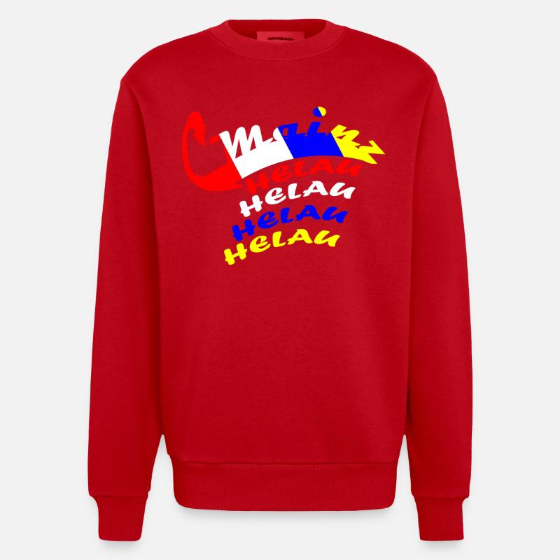 Conception du carnaval de Helau - Sweat bio épais oversize fabriqué en UE - rouge