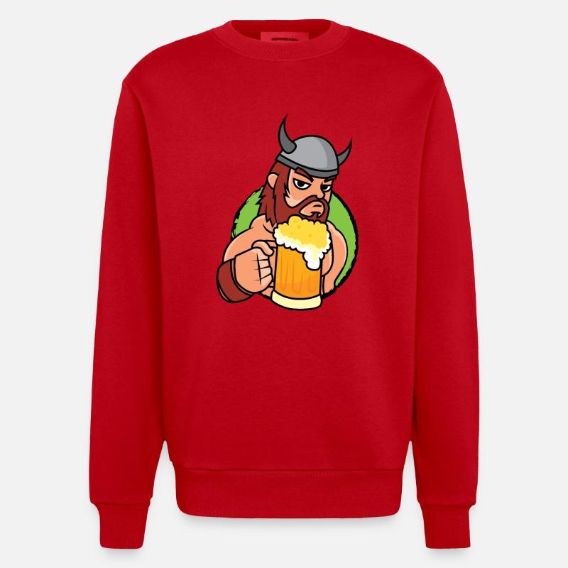 Wikinger Bier - Heavyweight Oversized Organic Crew Neck Made in EU - Rot