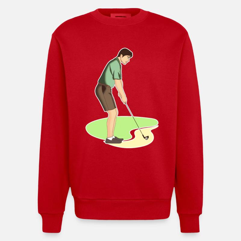 Golf | Golfing | Golfer | golf - Heavyweight Oversized Organic Crew Neck Made in EU - red