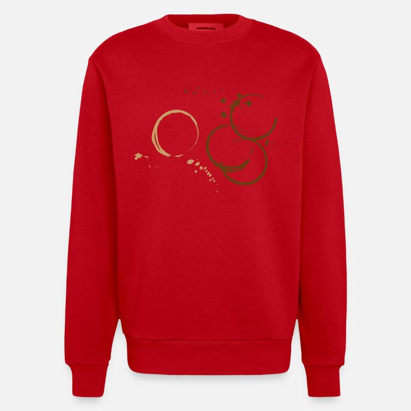 Coffee, coffee stains. Fun Design - Heavyweight Oversized Organic Crew Neck Made in EU - red