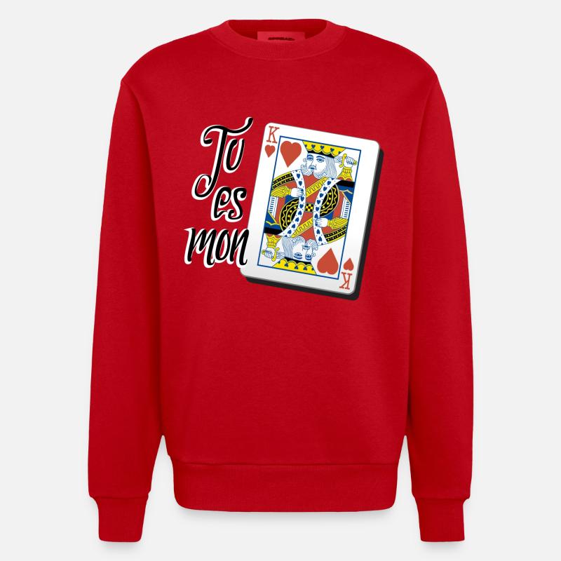 Mon roi de coeur - Sweat bio épais oversize fabriqué en UE - rouge