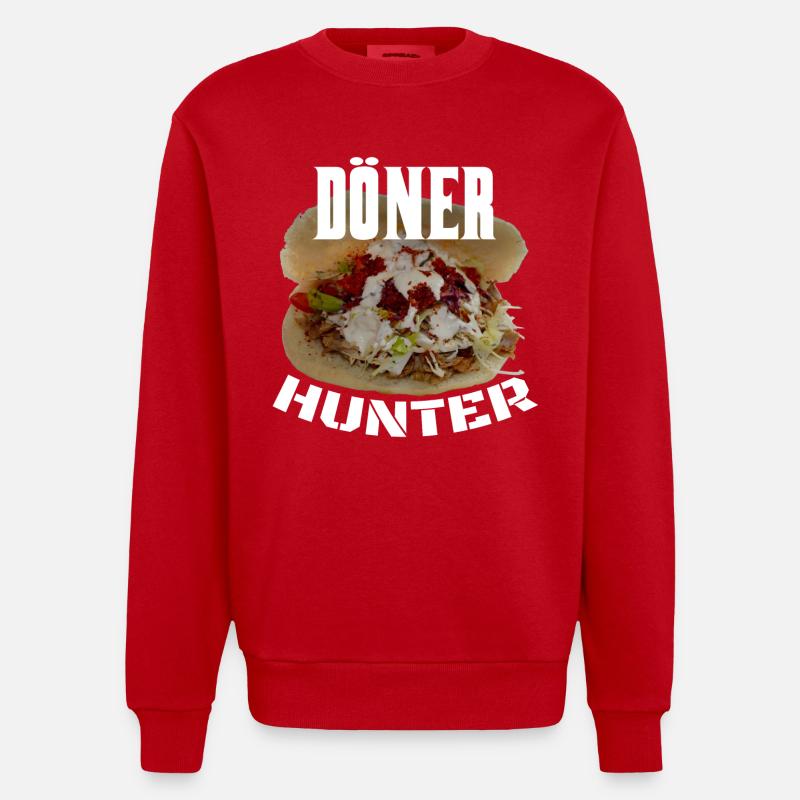 Döner Kebab Hunter - Heavyweight Oversized Organic Crew Neck Made in EU - Rot
