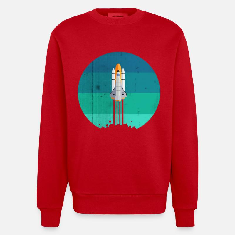 Lancement d'une fusée spatiale - Sweat bio épais oversize fabriqué en UE - rouge