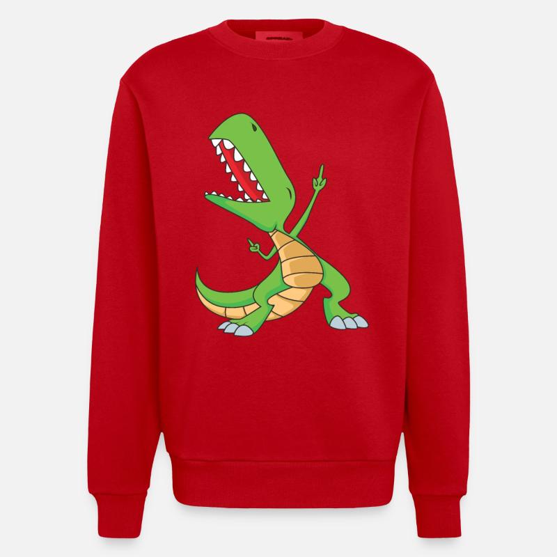 Dabbing T-Rex | Dabbing Dinosaurier - Heavyweight Oversized Organic Crew Neck Made in EU - Rot