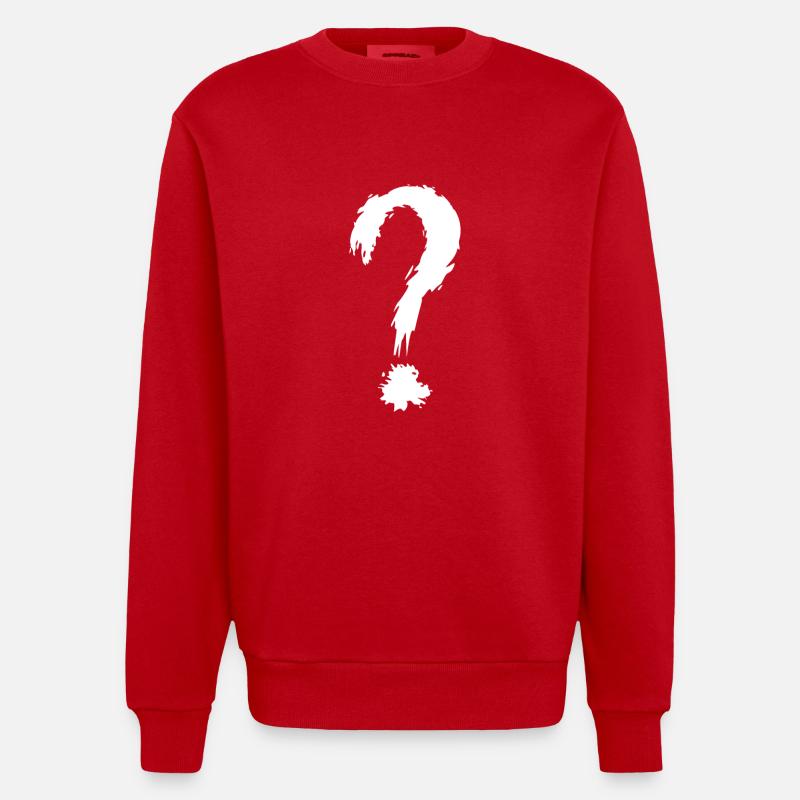 Fragezeichen weiß - Heavyweight Oversized Organic Crew Neck Made in EU - Rot