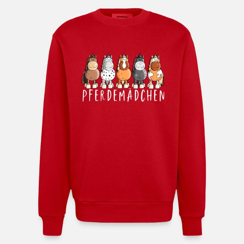 Pferdemädchen I Pferde Comic - Heavyweight Oversized Organic Crew Neck Made in EU - Rot
