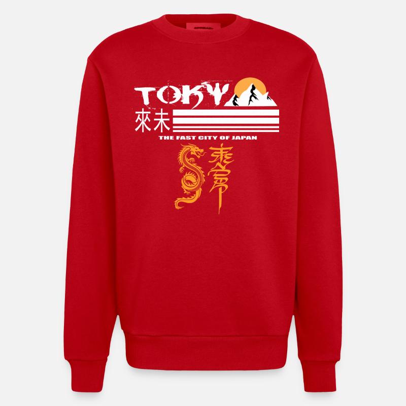 Tokyo Orange - Sweat bio épais oversize fabriqué en UE - rouge