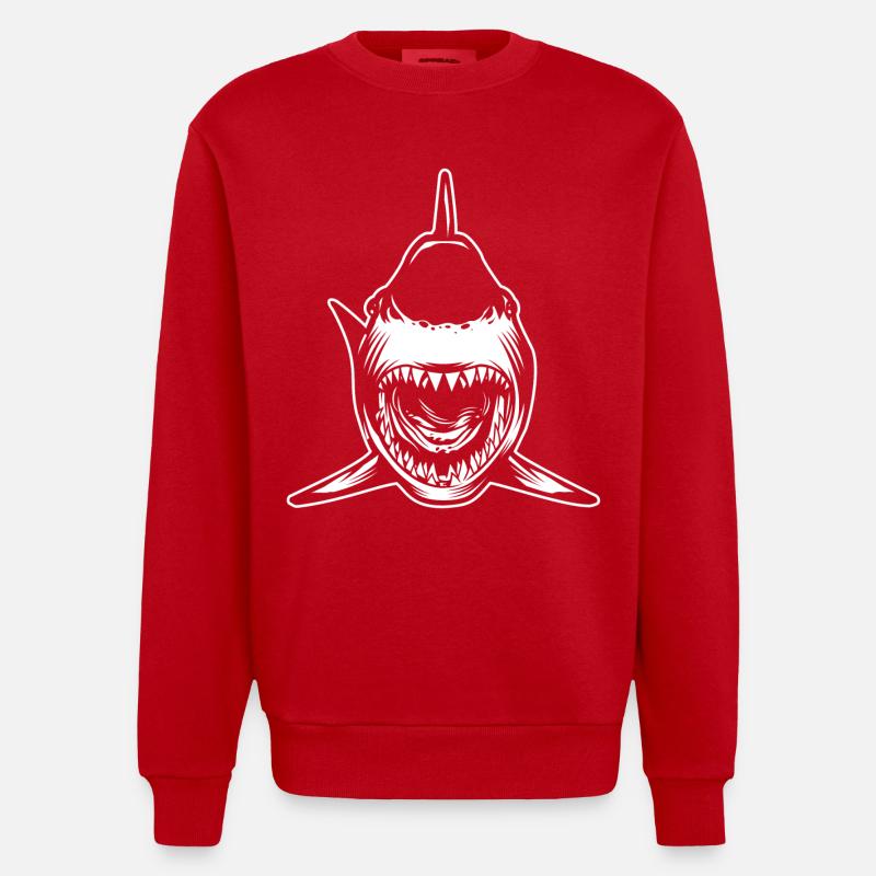 Requin gueule ouverte - Sweat bio épais oversize fabriqué en UE - rouge