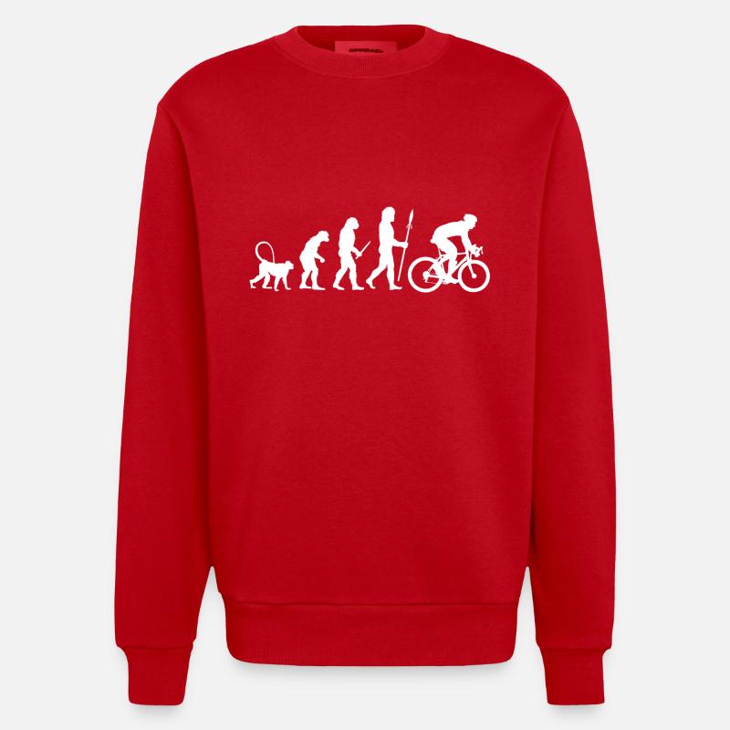 Evolution Radfahrer - Heavyweight Oversized Organic Crew Neck Made in EU - Rot