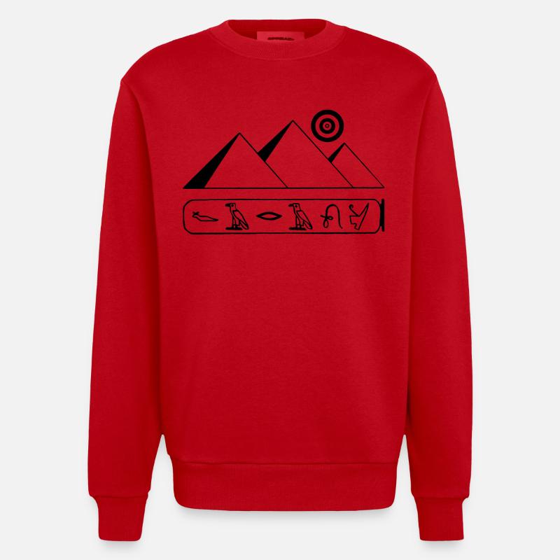 Pyramides et pharaons noirs - Sweat bio épais oversize fabriqué en UE - rouge