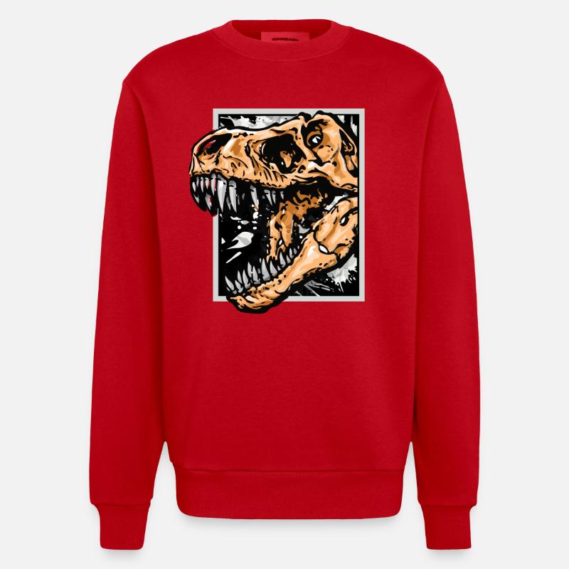 Dinosaurier / T-Rex / Trex / Geschenkidee - Heavyweight Oversized Organic Crew Neck Made in EU - Rot