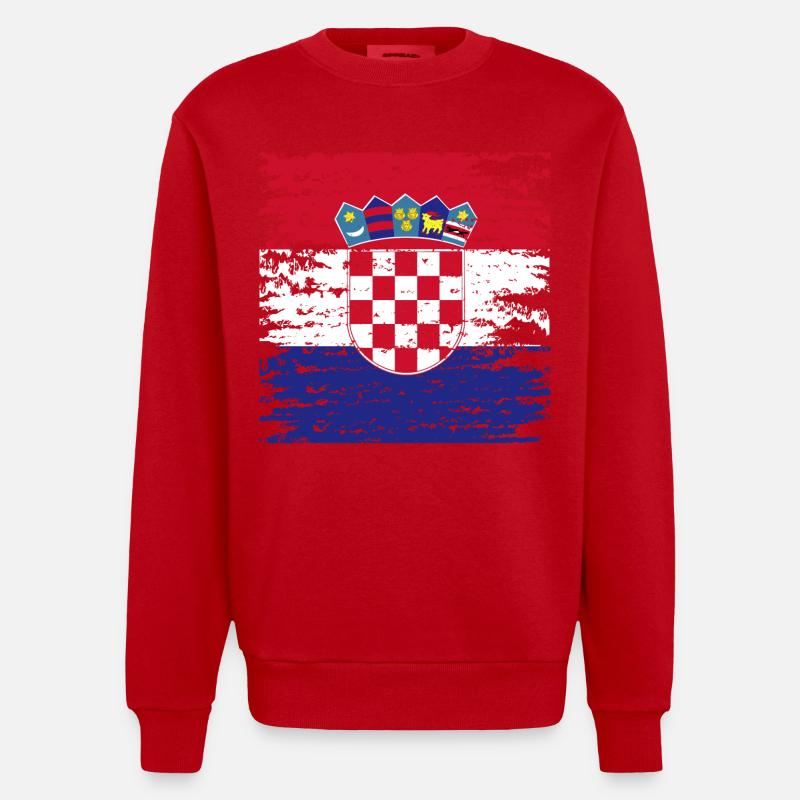 Drapeau Croate Authentique Écusson - Sweat bio épais oversize fabriqué en UE - rouge