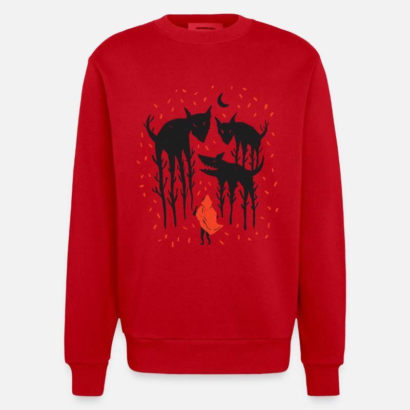 Rotkäppchen & die Wölfe - Heavyweight Oversized Organic Crew Neck Made in EU - Rot