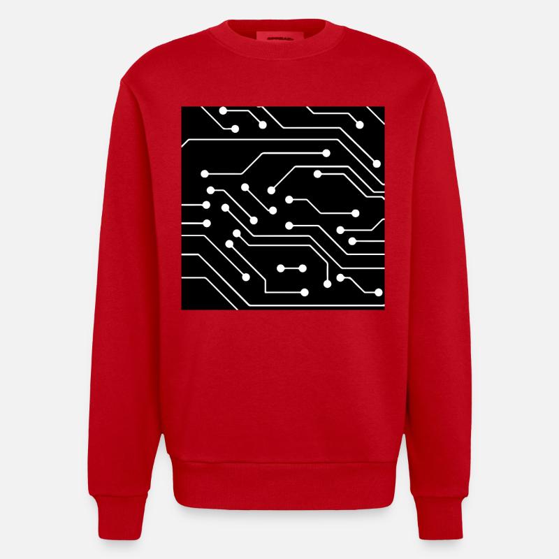 Computer pattern - Heavyweight Oversized Organic Crew Neck Made in EU - red