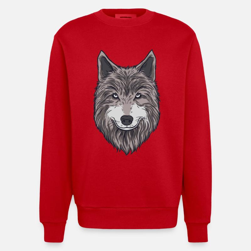 Stolzer Wolfskopf - Heavyweight Oversized Organic Crew Neck Made in EU - Rot