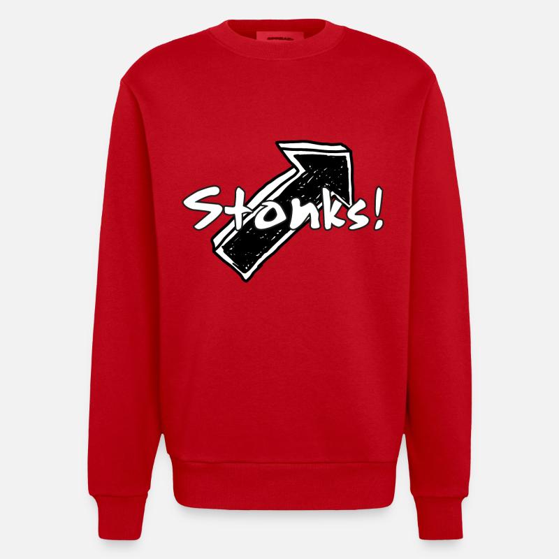 Stonks ! Graphismes de mots graffitis - Sweat bio épais oversize fabriqué en UE - rouge