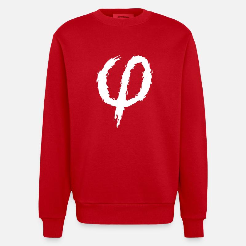 Phi sign icon brush - Heavyweight Oversized Organic Crew Neck Made in EU - red