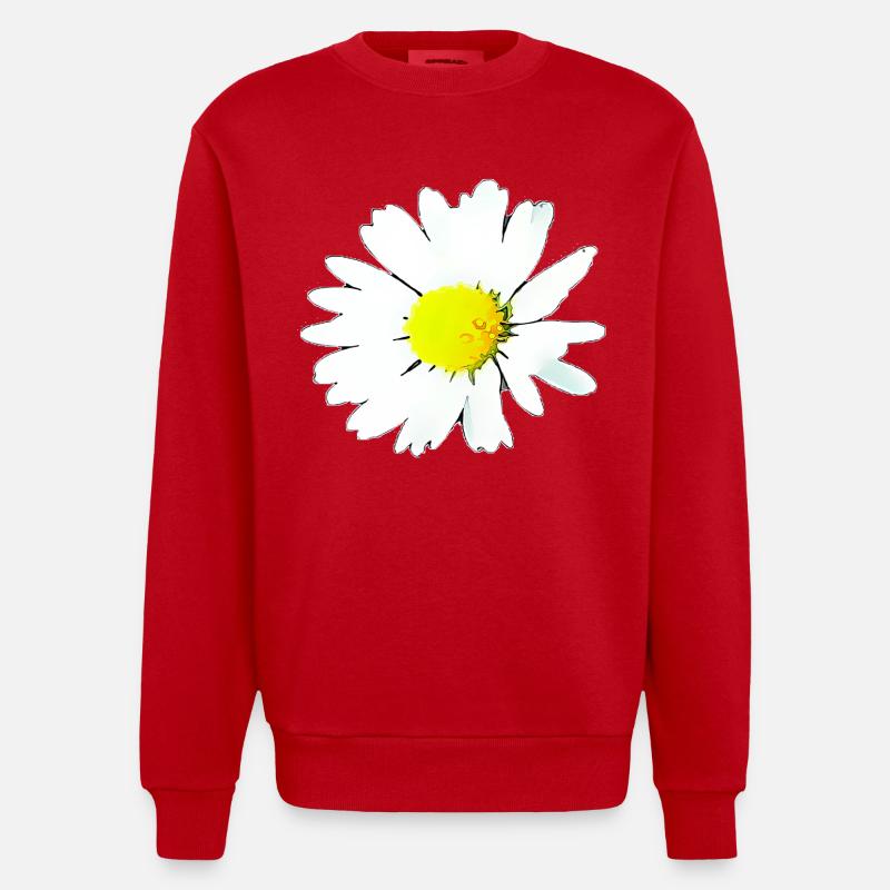 Blume - Gänseblümchen - Heavyweight Oversized Organic Crew Neck Made in EU - Rot