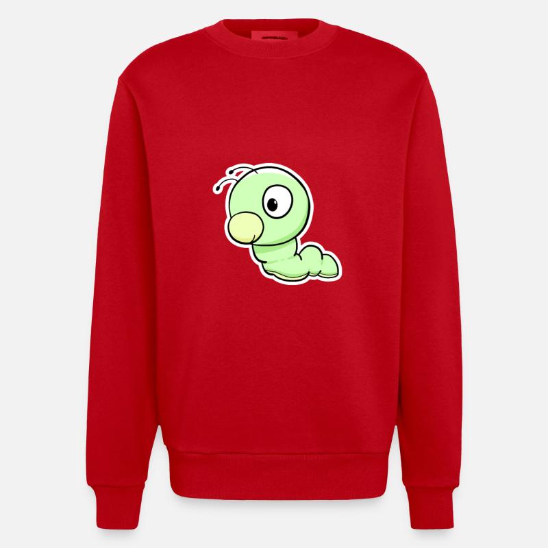 Dessin animé du Ver Vert - Sweat bio épais oversize fabriqué en UE - rouge