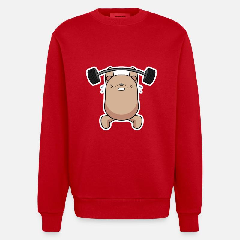 Athlète Kraft Bear - Sweat bio épais oversize fabriqué en UE - rouge