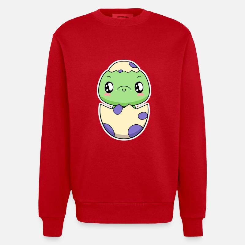 Small dinosaur from the egg - Heavyweight Oversized Organic Crew Neck Made in EU - red