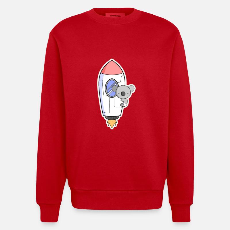 Koala rocket in orbit - Heavyweight Oversized Organic Crew Neck Made in EU - red