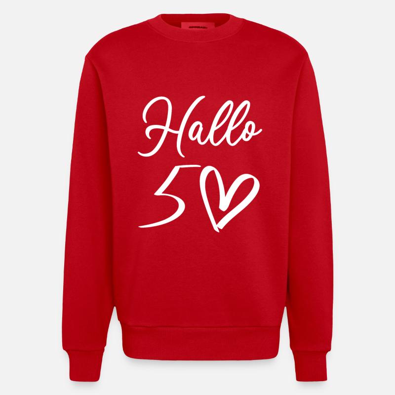 Warm welcome with handwritten design - Heavyweight Oversized Organic Crew Neck Made in EU - red