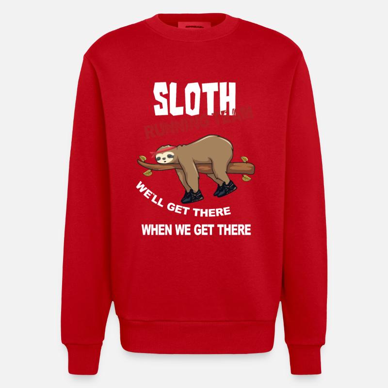 Lustiger Sloth Laufteam Design - Heavyweight Oversized Organic Crew Neck Made in EU - Rot