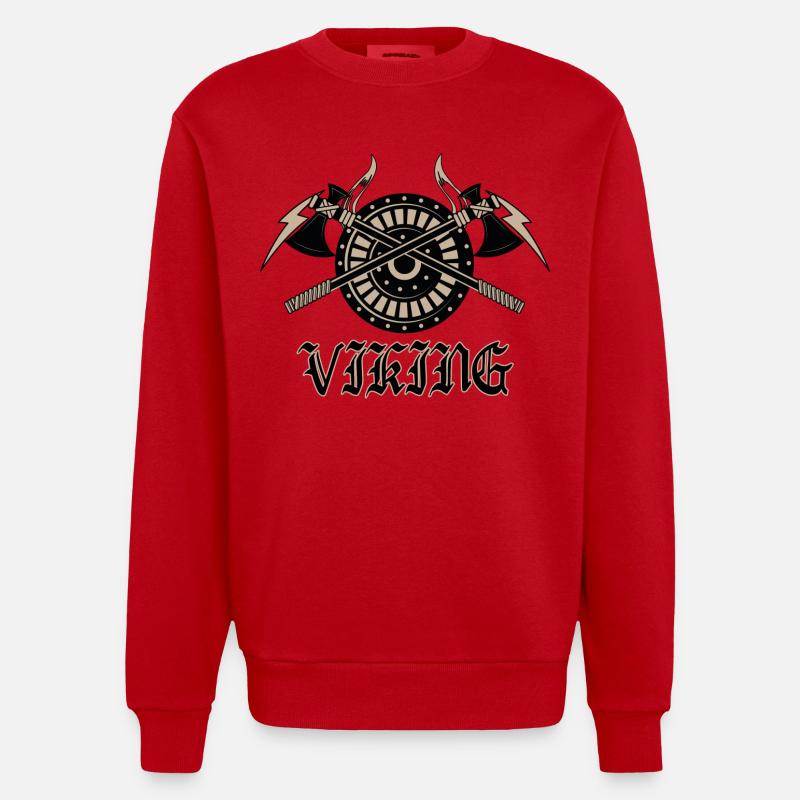 Vikings - Heavyweight Oversized Organic Crew Neck Made in EU - red
