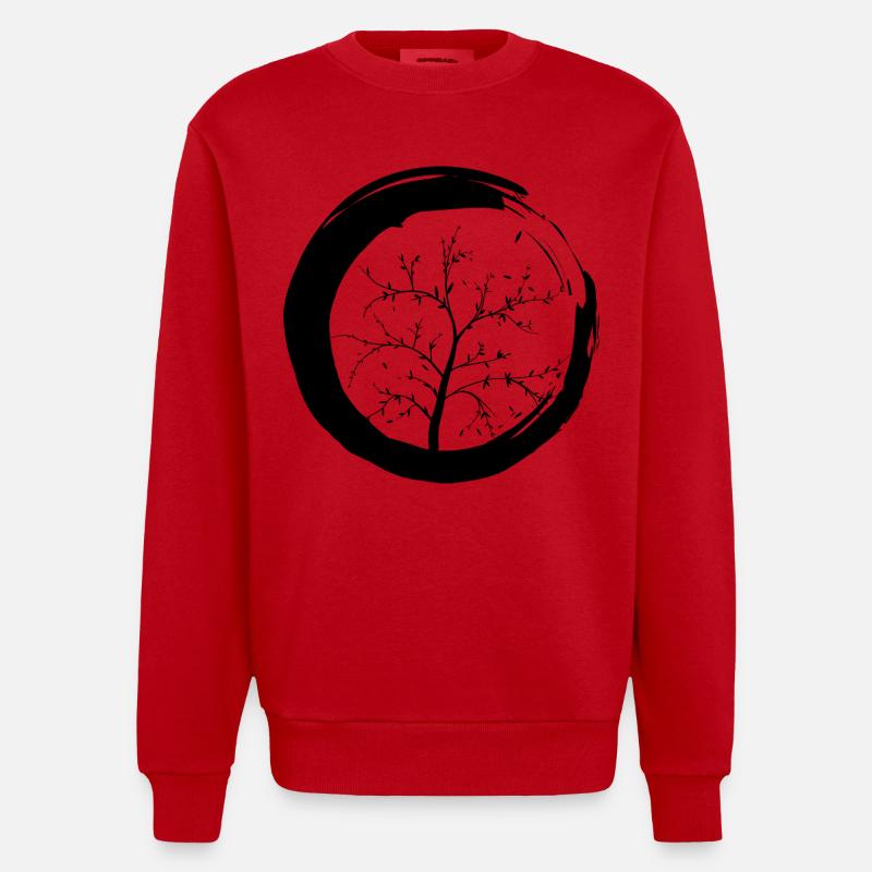 Lebensbaum Zen Baum Herbst - Heavyweight Oversized Organic Crew Neck Made in EU - Rot
