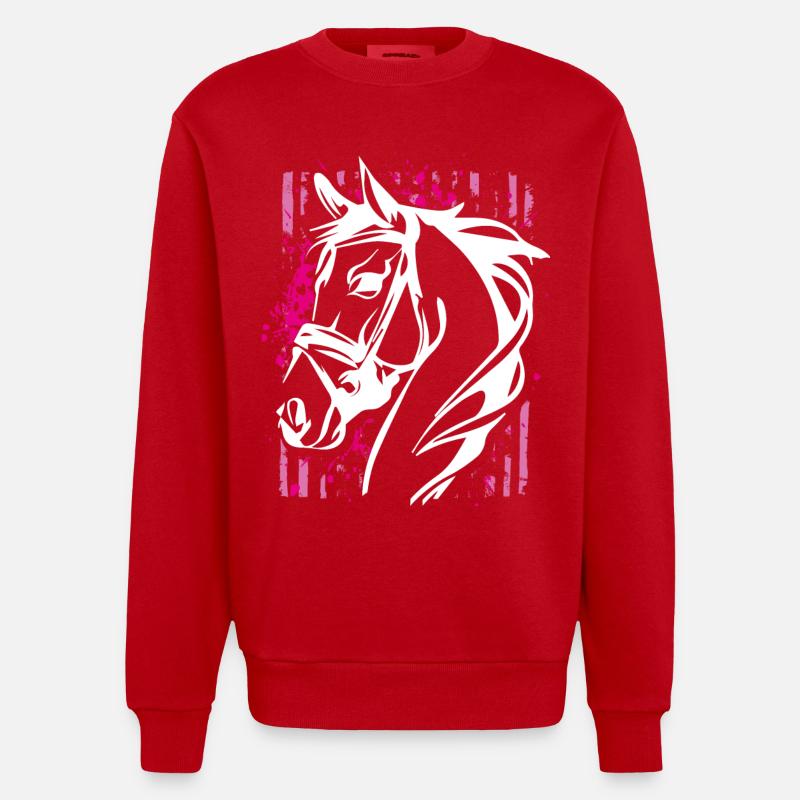 Graffiti-Stil Pferd mit Pinkem Farbsplash - Heavyweight Oversized Organic Crew Neck Made in EU - Rot